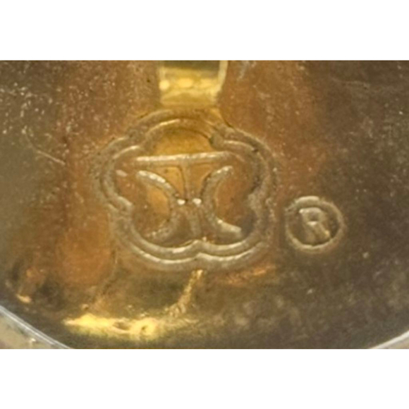 Vintage Clover Flower Blue and Cream Cloisonne Clip on Earrings Signed 80s GUC - Picture 9 of 9